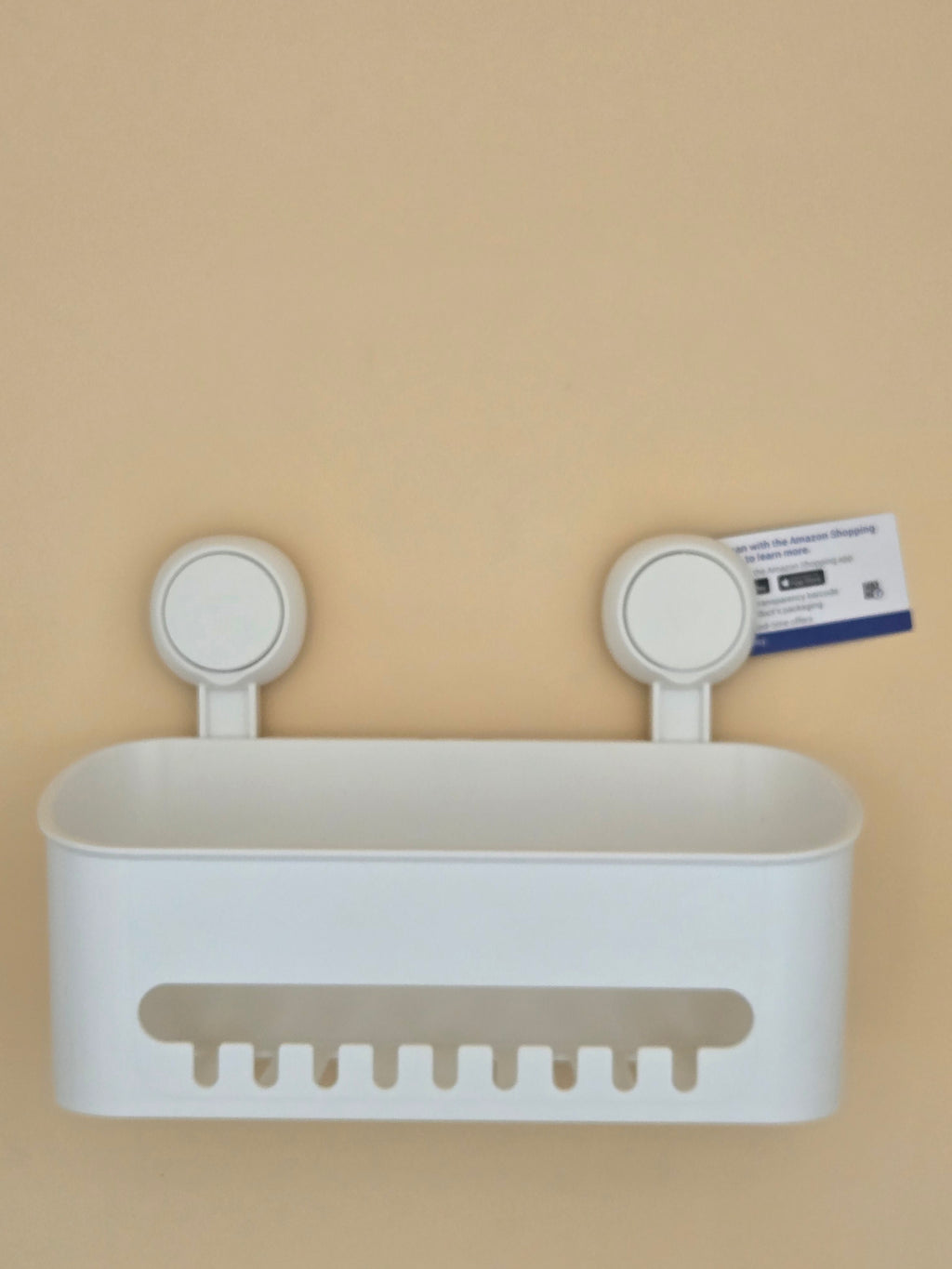 Étagère de douche en plastique blanc à ventouses