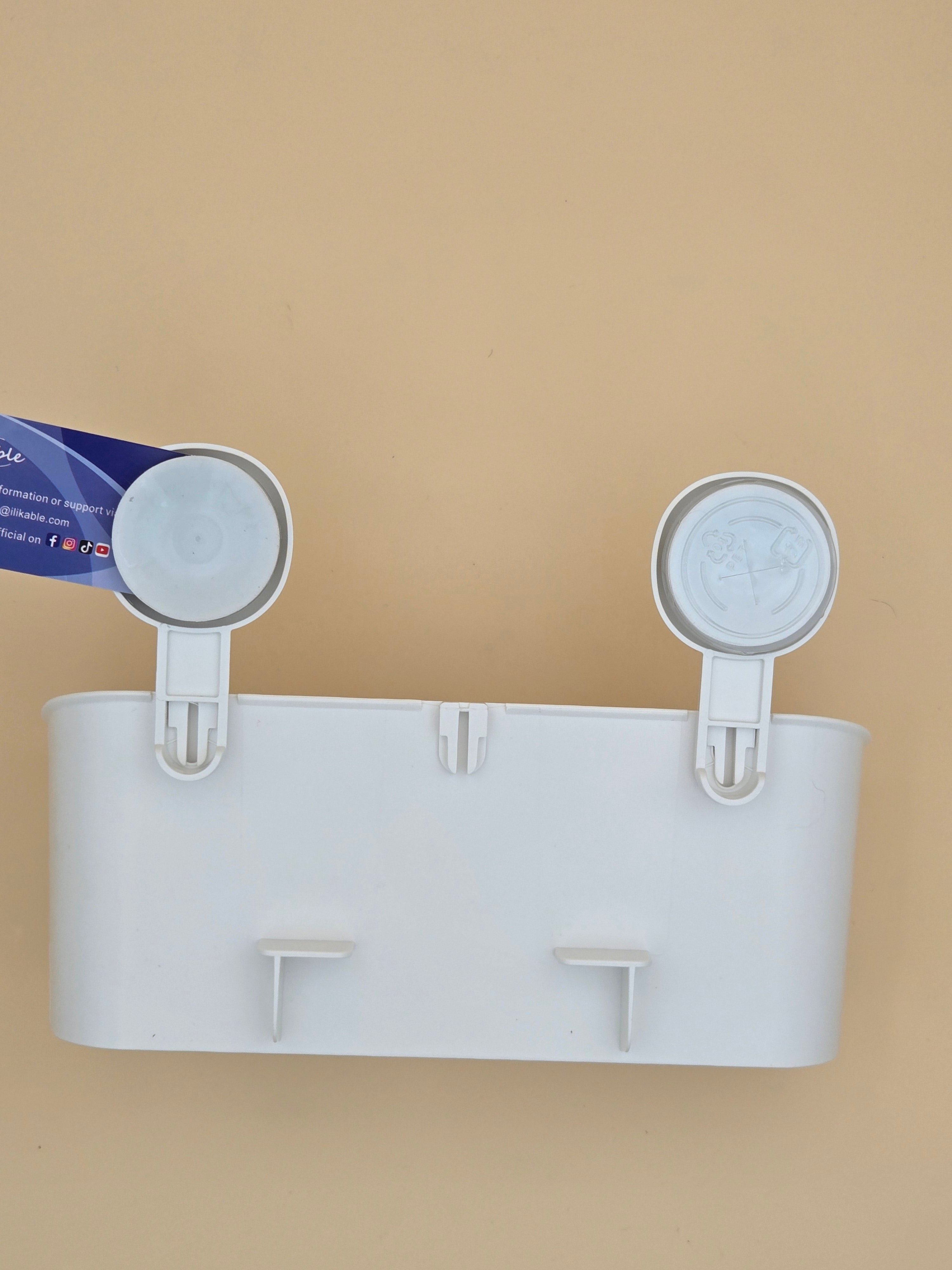 Étagère de douche en plastique blanc à ventouses