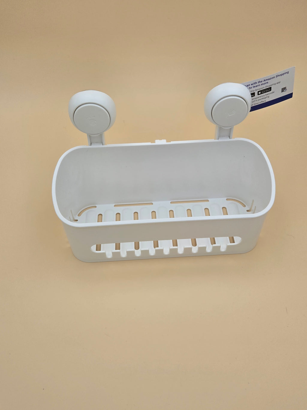 Étagère de douche en plastique blanc à ventouses