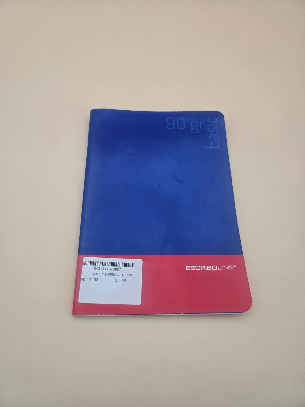 Cahier Petits Carreaux Escriboline – 90 Pages, Couverture Bleue & Rouge