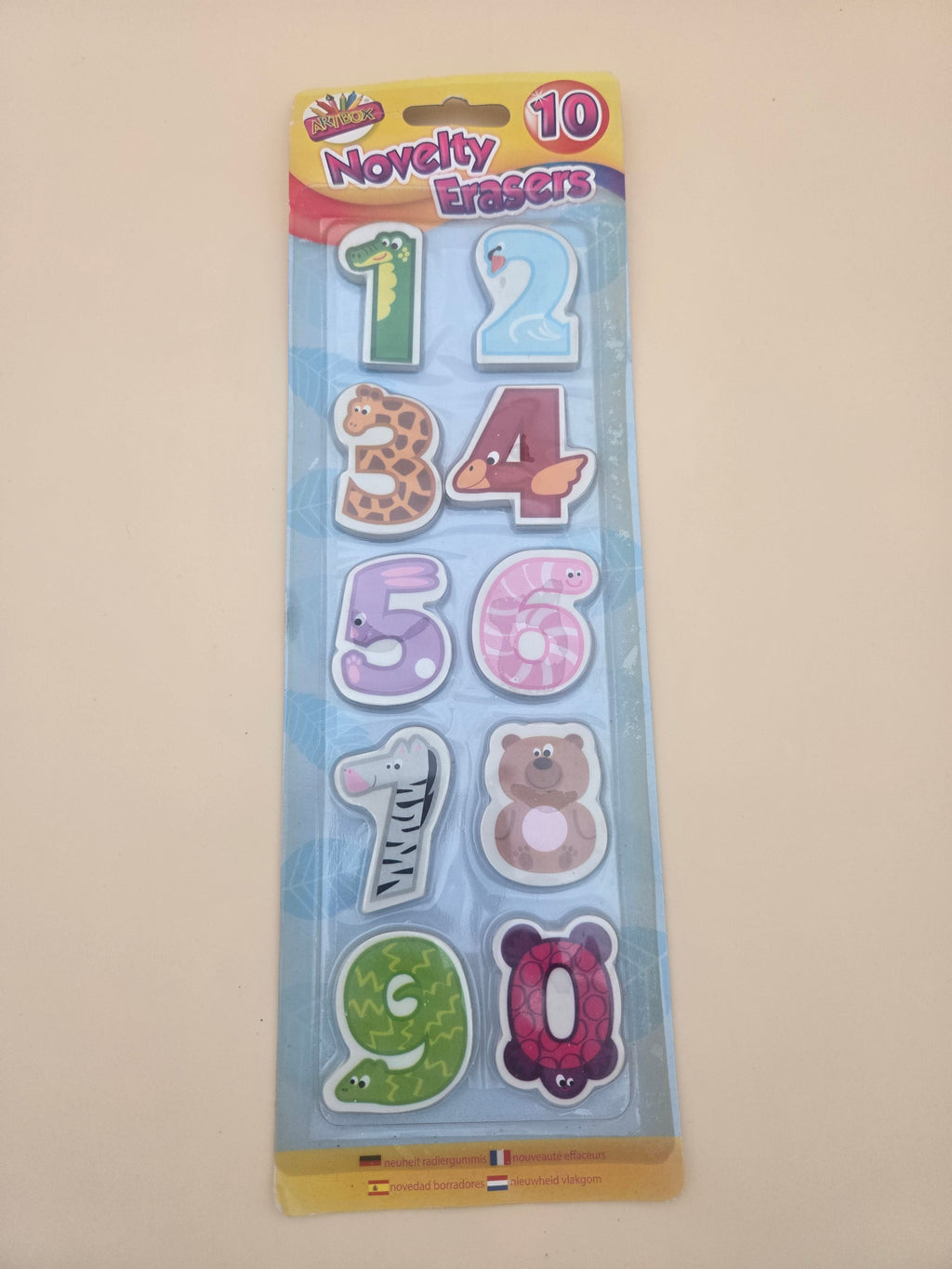 Lot de 10 Gommes Fantaisie Chiffres & Animaux – Novelty Erasers