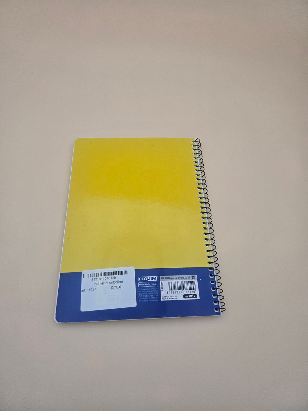 Cahier à Spirale Flojim – Couverture Translucide Jaune & Dos Bleu