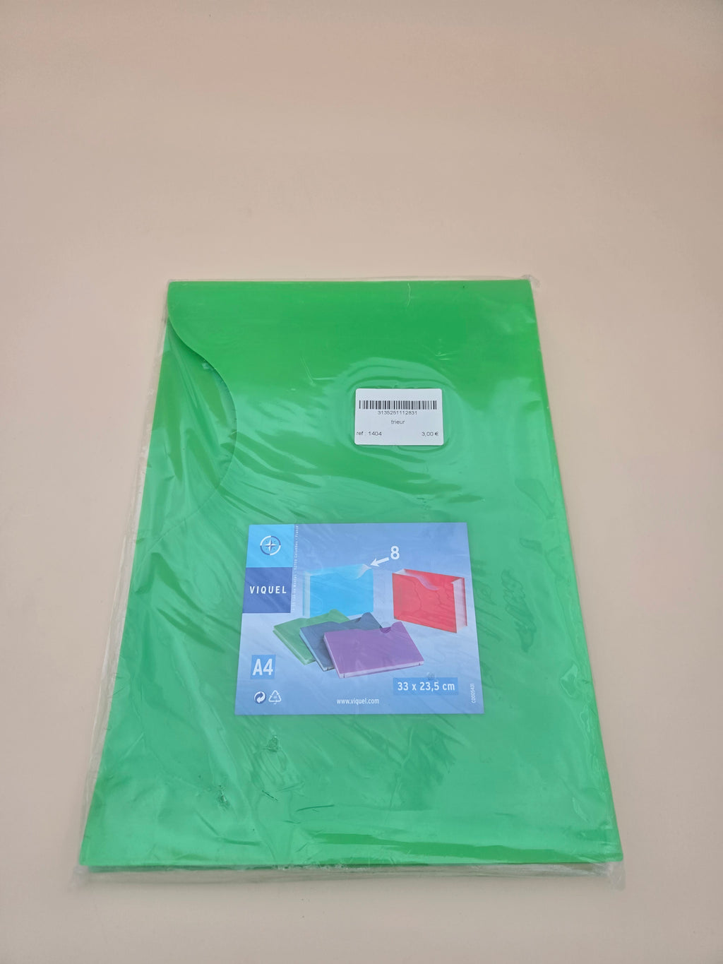 Trieur Accordéon Viquel A4 – 8 Compartiments, Vert, 33 x 23,5 cm