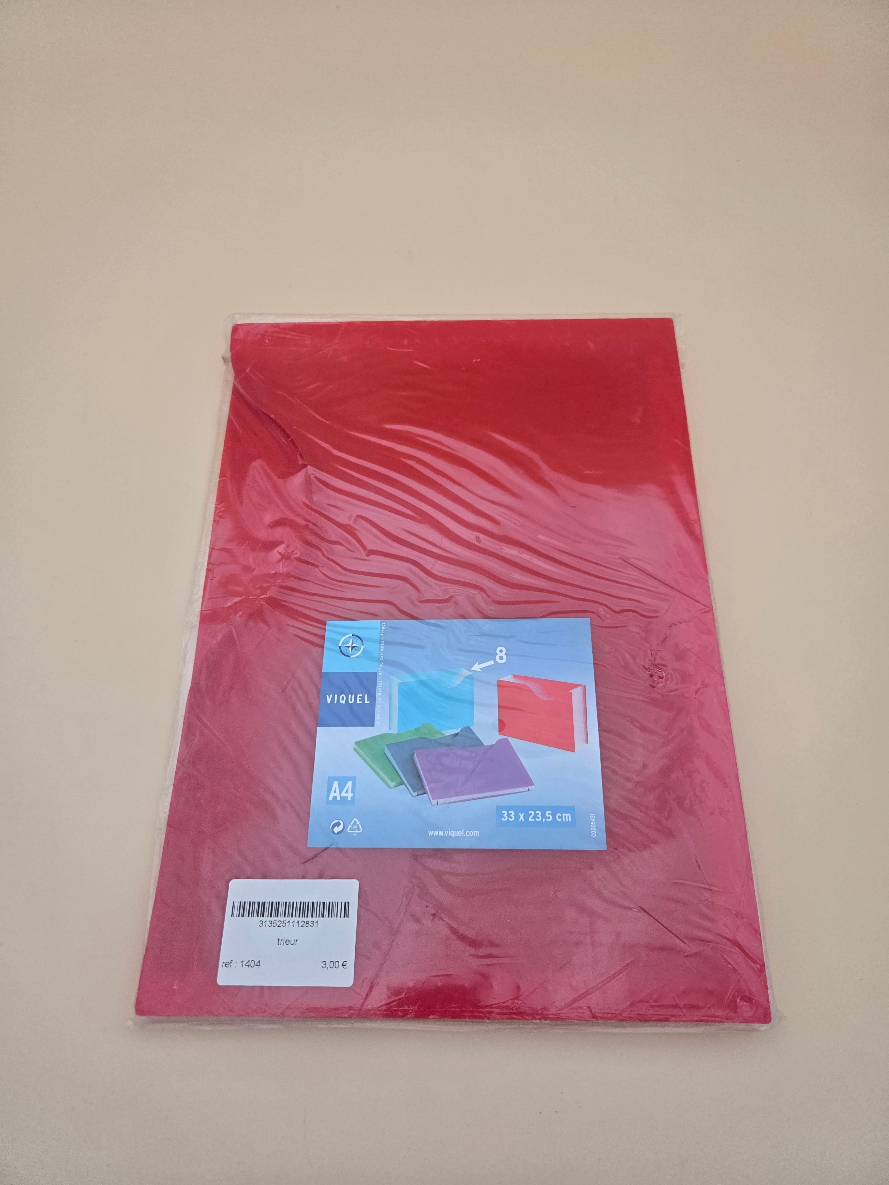 Trieur Accordéon Viquel A4 – 8 Compartiments, Rouge, 33 x 23,5 cm
