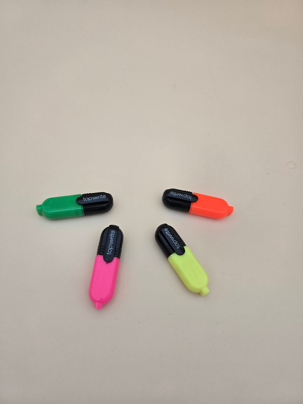 Lot de 4 Mini Surligneurs Top Write – Jaune, Vert, Rose, Orange