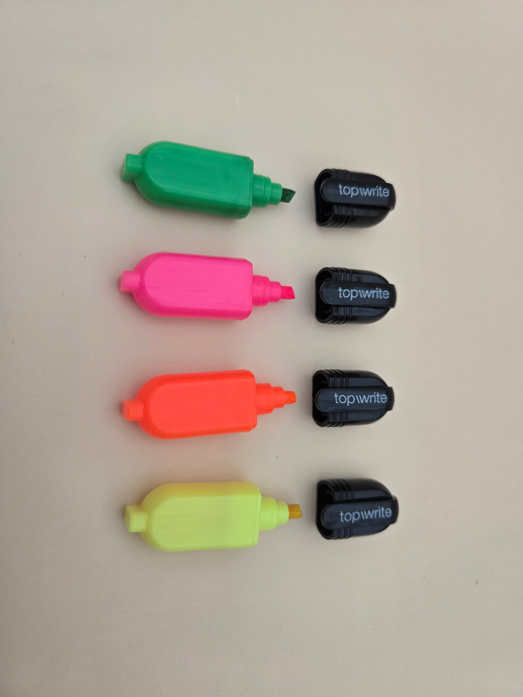 Lot de 4 Mini Surligneurs Top Write – Jaune, Vert, Rose, Orange
