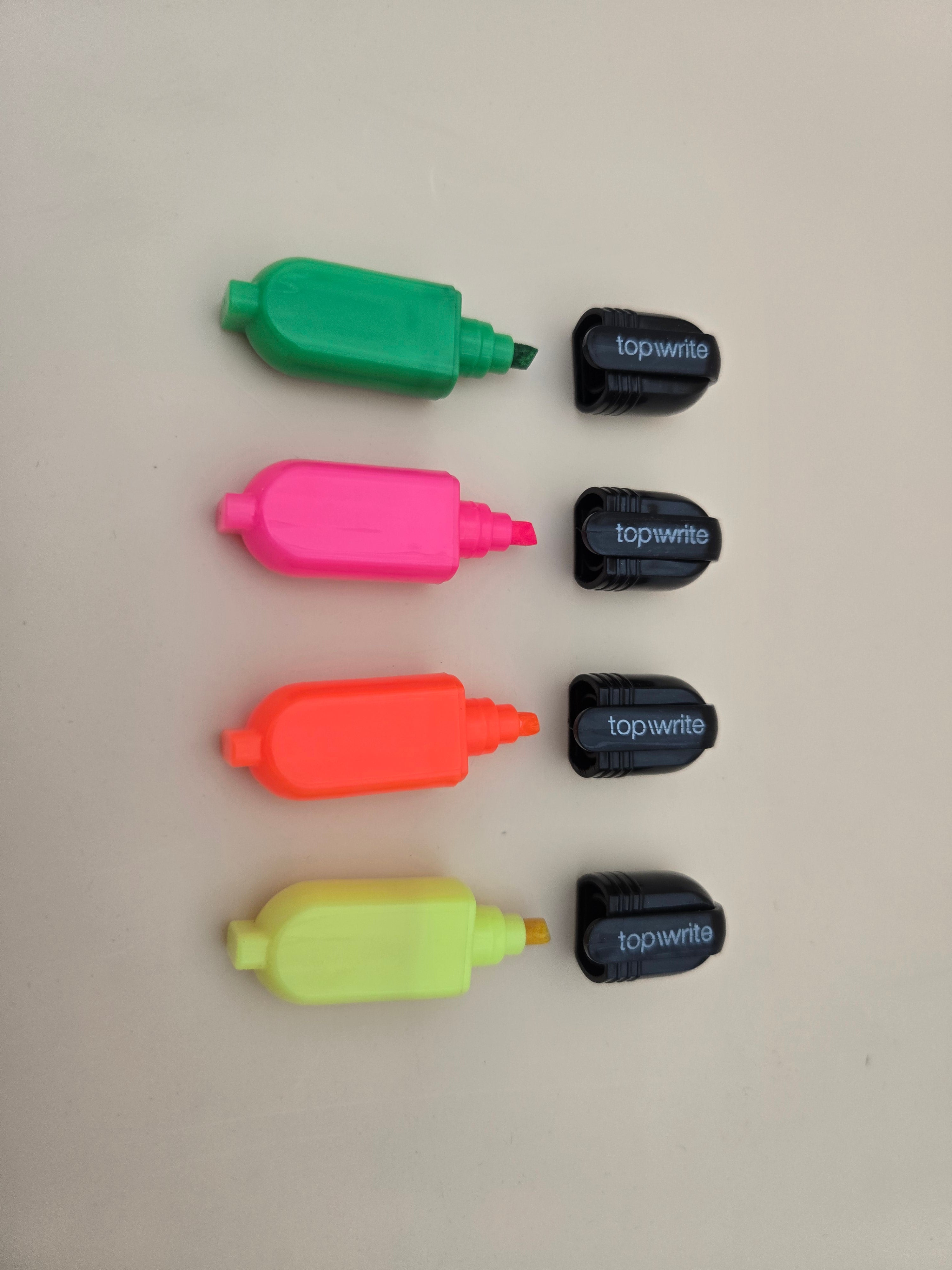 Lot de 4 Mini Surligneurs Top Write – Jaune, Vert, Rose, Orange