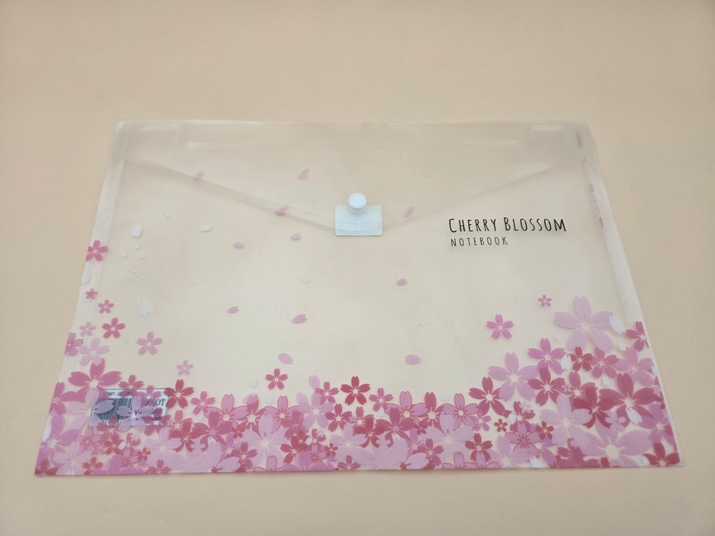 Pochette Porte-Documents Cherry Blossom – Fleurs de Cerisier, Fermeture Bouton