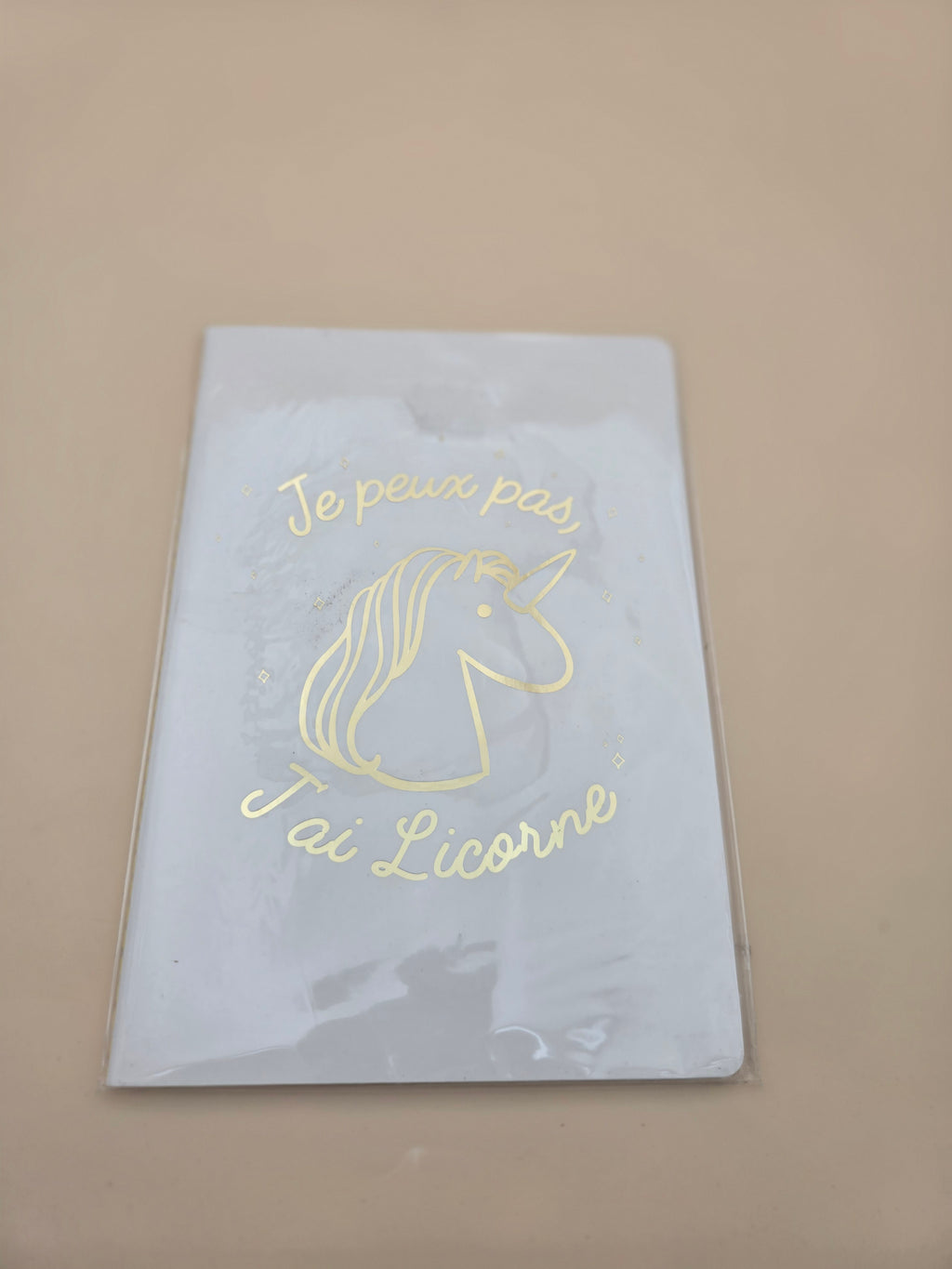 Carnet de Notes "Je peux pas, j'ai Licorne" – Couverture Blanche & Dorée | The Home Deco Factory