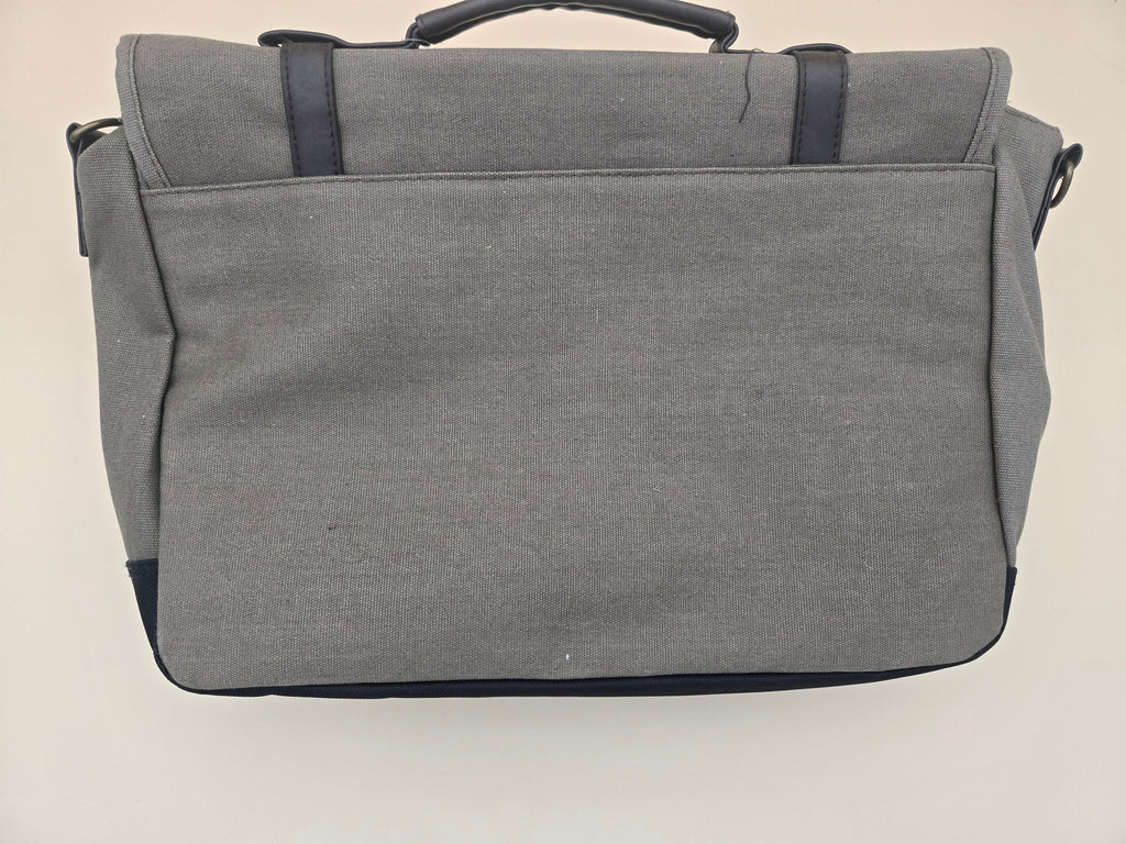 Sacoche Messenger Toile & Cuir – Gris/Noir