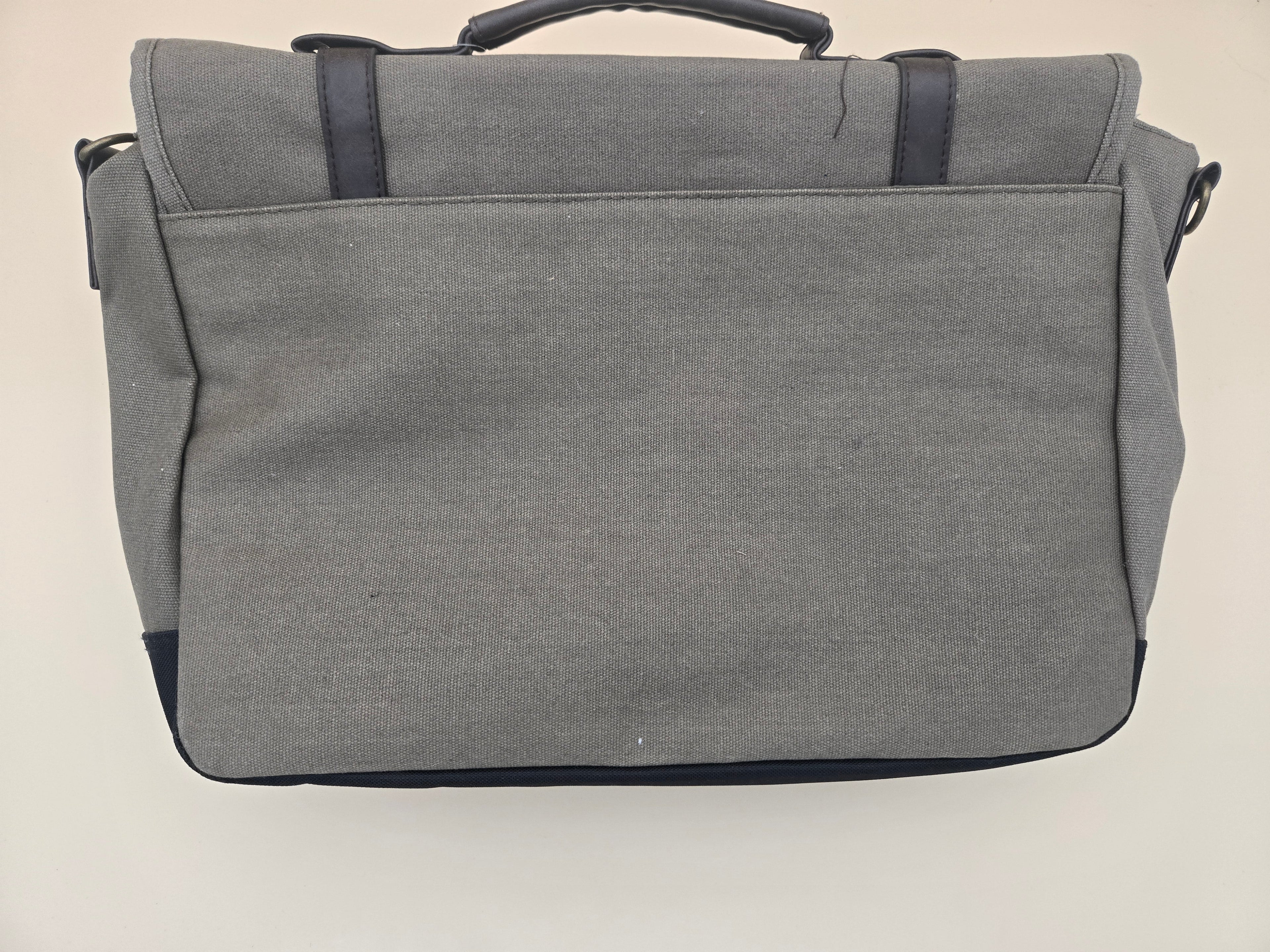 Sacoche Messenger Toile & Cuir – Gris/Noir
