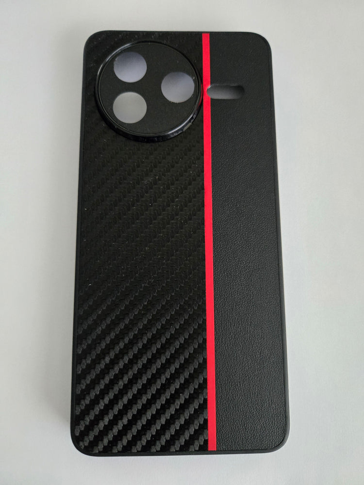 Coque pour Xiaomi POCO F7 noire et rouge – motif effet carbone