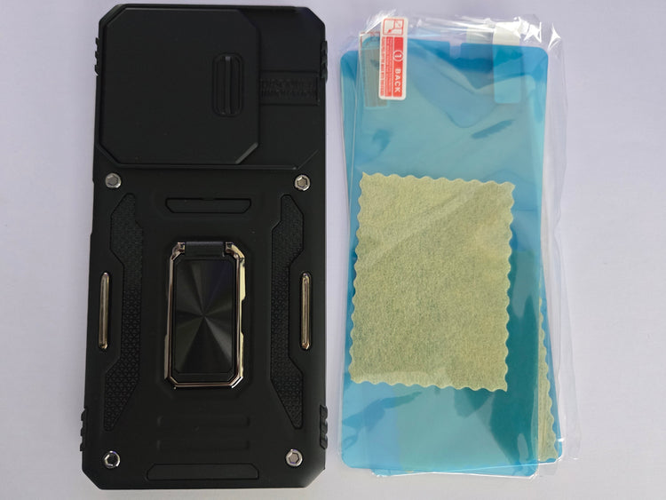 Coque noire Jshru pour Redmi Note 14 + 2 verres de protection