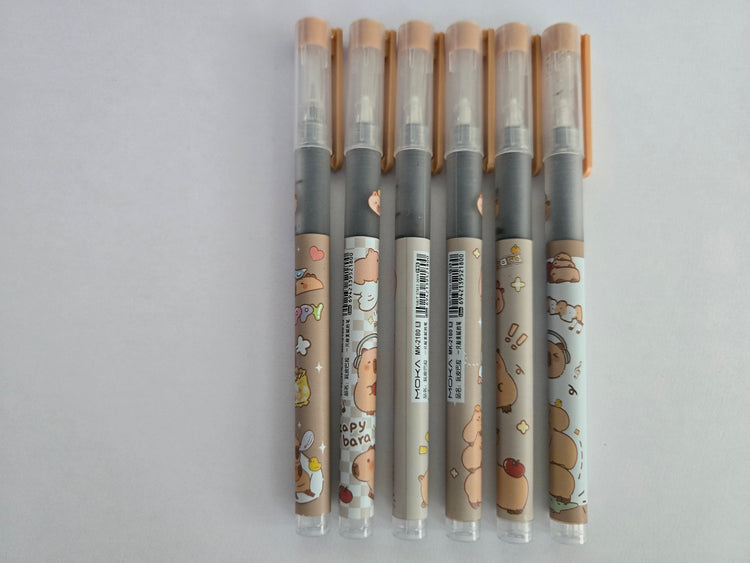 Lot de 6 stylos noirs Capybara MOKA – Pointe 0,5 mm