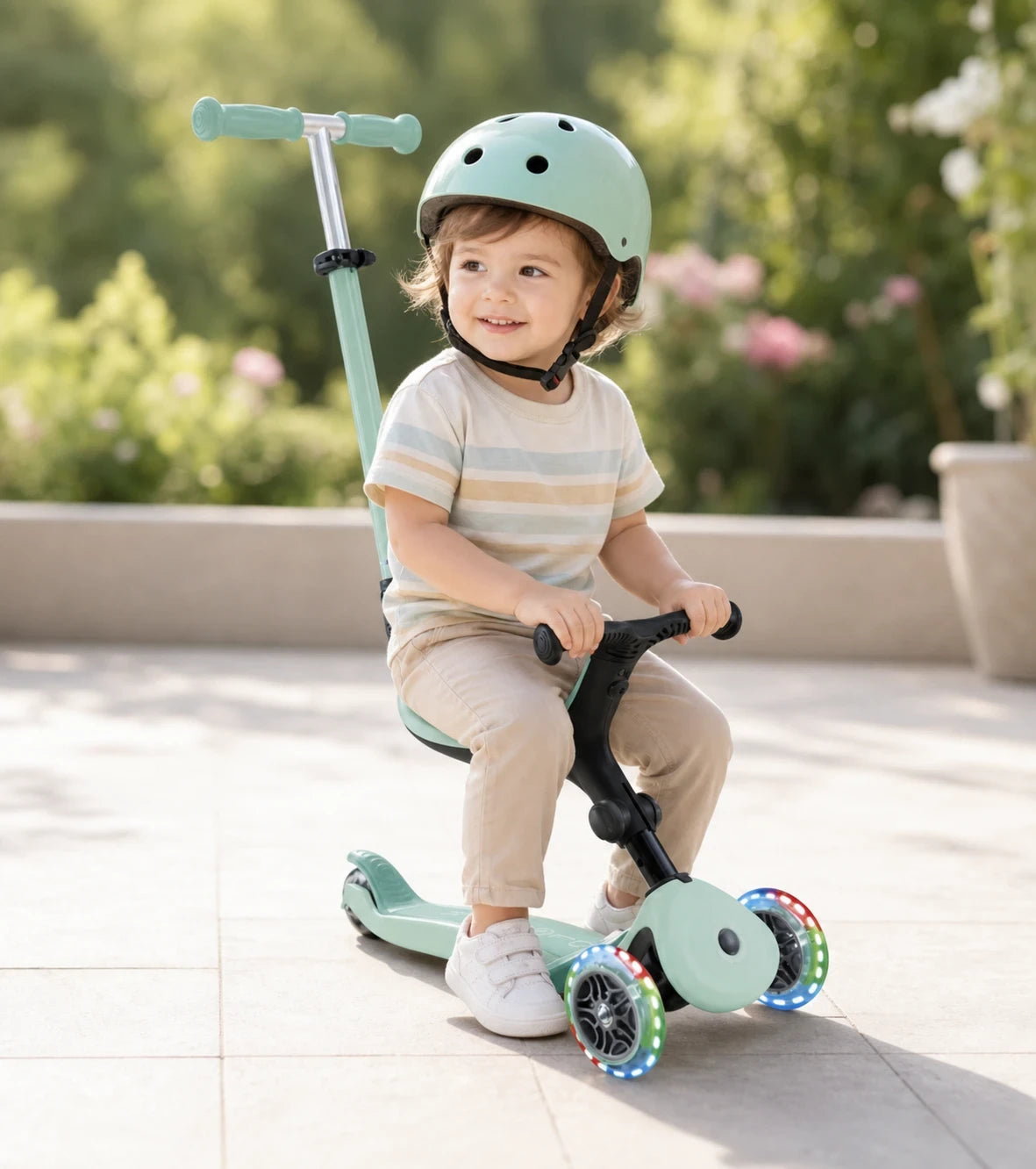 Trottinette évolutive Globber Go Up Active Plus Lights menthe – de 15 mois à 6 ans