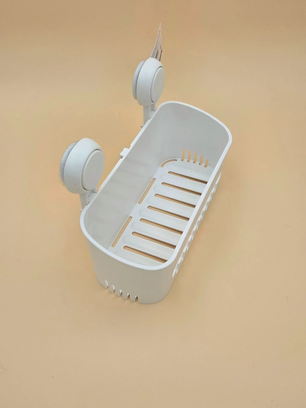 Étagère de douche en plastique blanc à ventouses