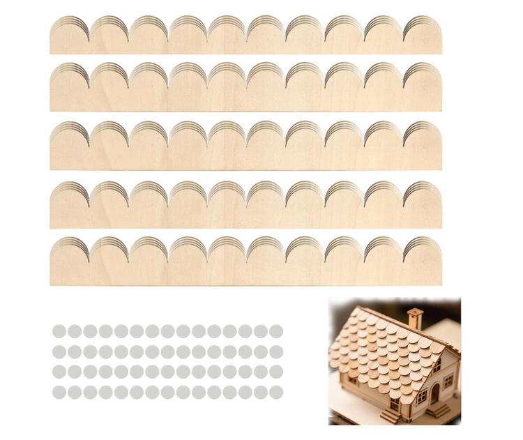 Moulures festonnées en bois brut 40 × 4 cm – Lot de 15