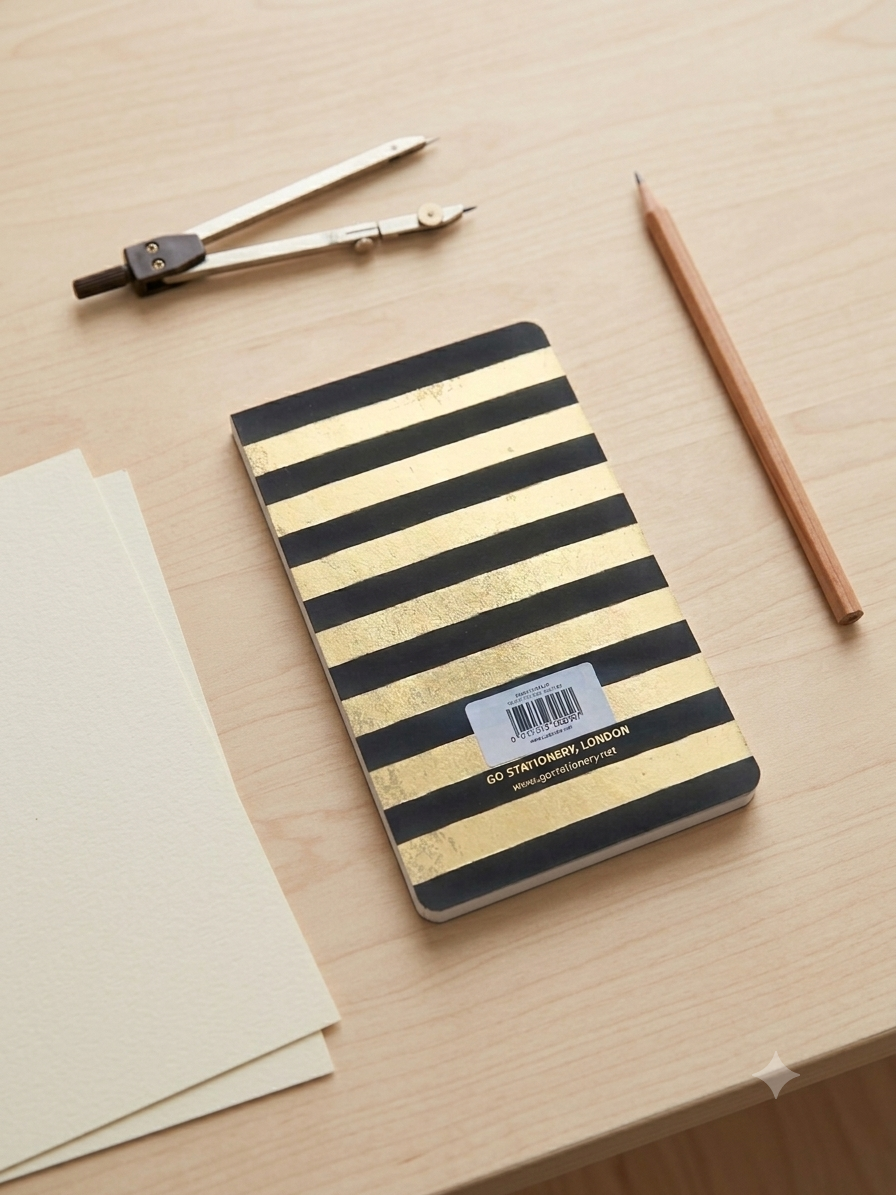 Carnet Rayé Noir & Doré – Go Stationery London