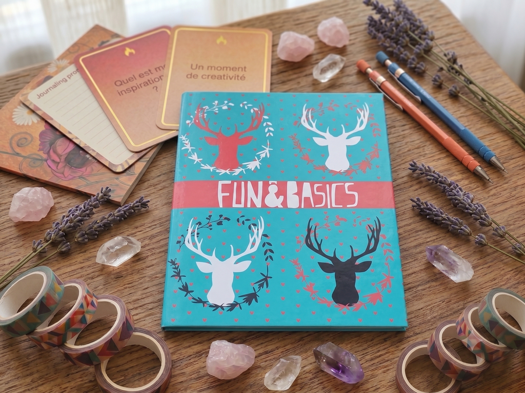 Carnet Fun & Basics – Couverture Cerfs Boho, Turquoise & Rose