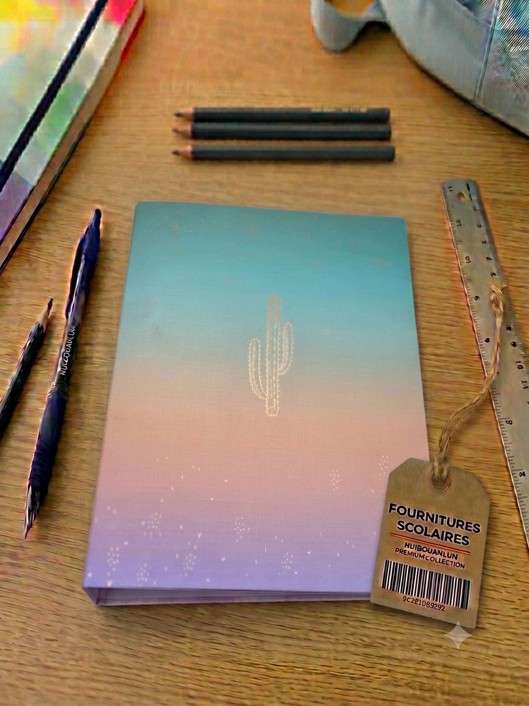 Classeur À Levier A4 – Couverture Holographique Dégradé Pastel Violet, Rose & Bleu
