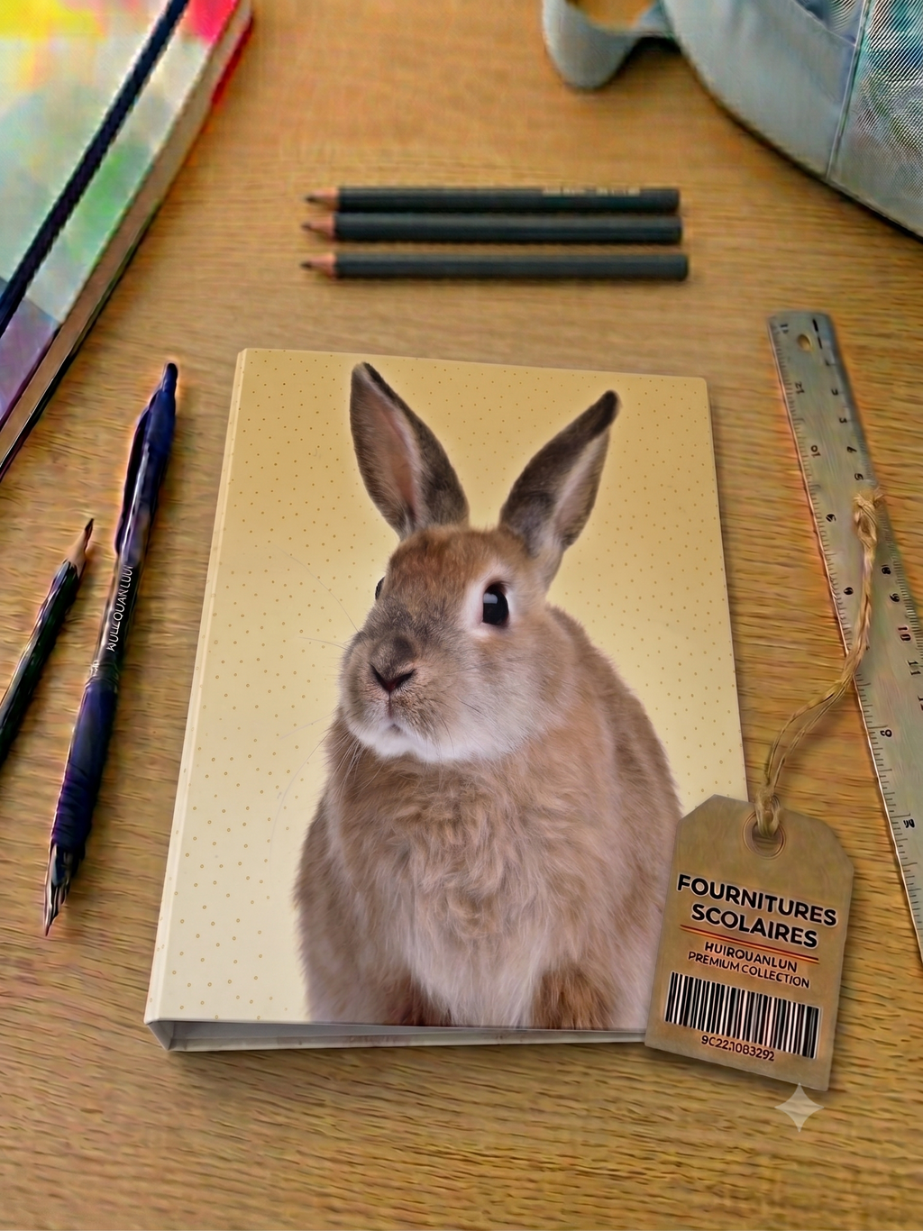 Classeur À Levier A4 "My Favourite Friends" – Motif Lapin, Fond Jaune à Pois