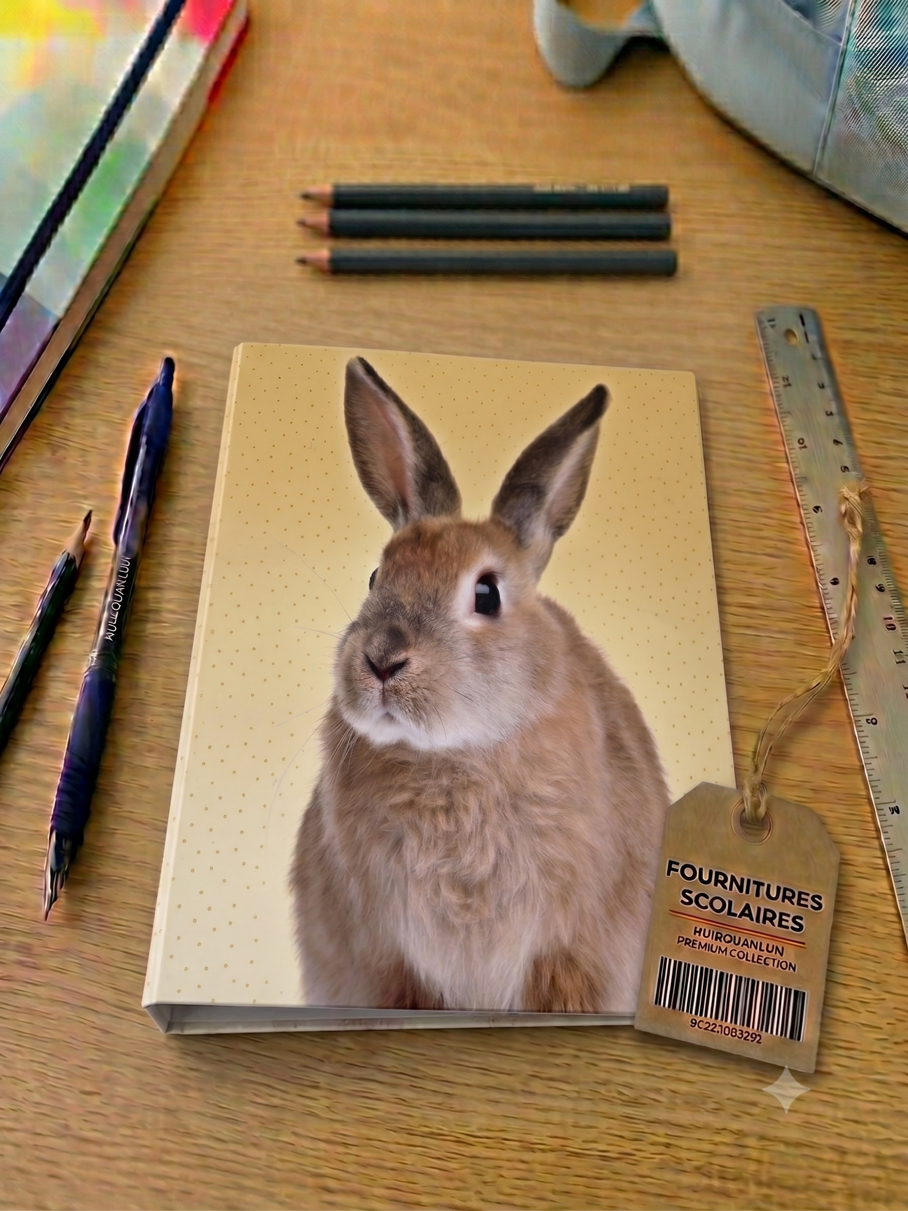 Classeur À Levier A4 "My Favourite Friends" – Motif Lapin, Fond Jaune à Pois