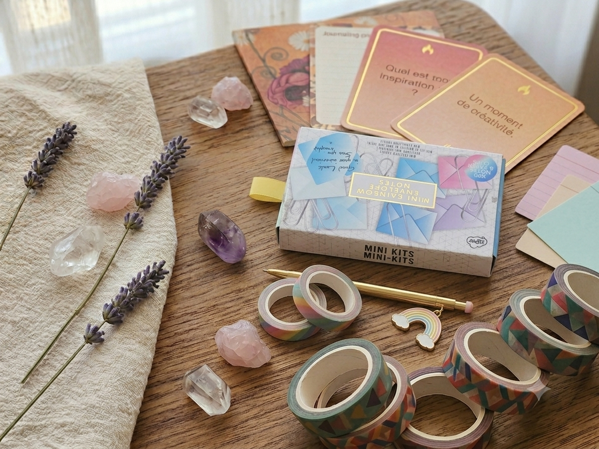 Kit Mini Notes & Enveloppes NPW – 20 Messages & Trombones Pastel