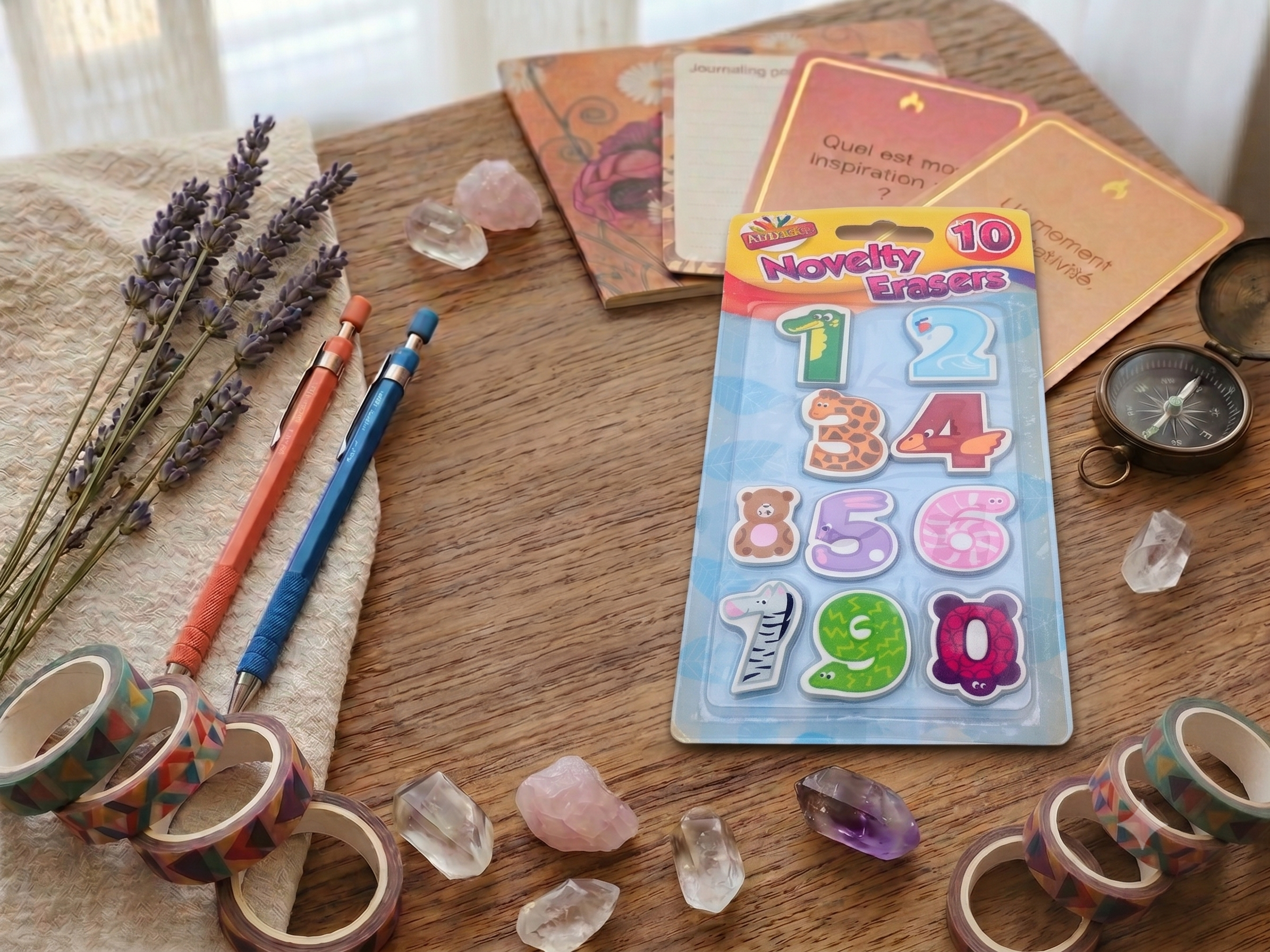 Lot de 10 Gommes Fantaisie Chiffres & Animaux – Novelty Erasers