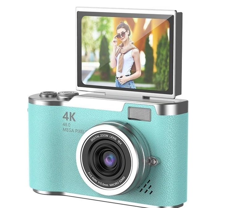 Appareil photo numérique compact à écran rabattable 180° - Vert, 32 Go