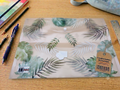 Pochette Plastique A4 – Motif Feuilles Tropicales Vertes (Palmier, Monstera, Fougère), Bouton-Pression