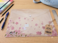Pochette Plastique A4 – Motif Fleurs de Cerisier Sakura Rose, Bouton-Pression