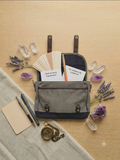Sacoche Messenger Toile & Cuir – Gris/Noir