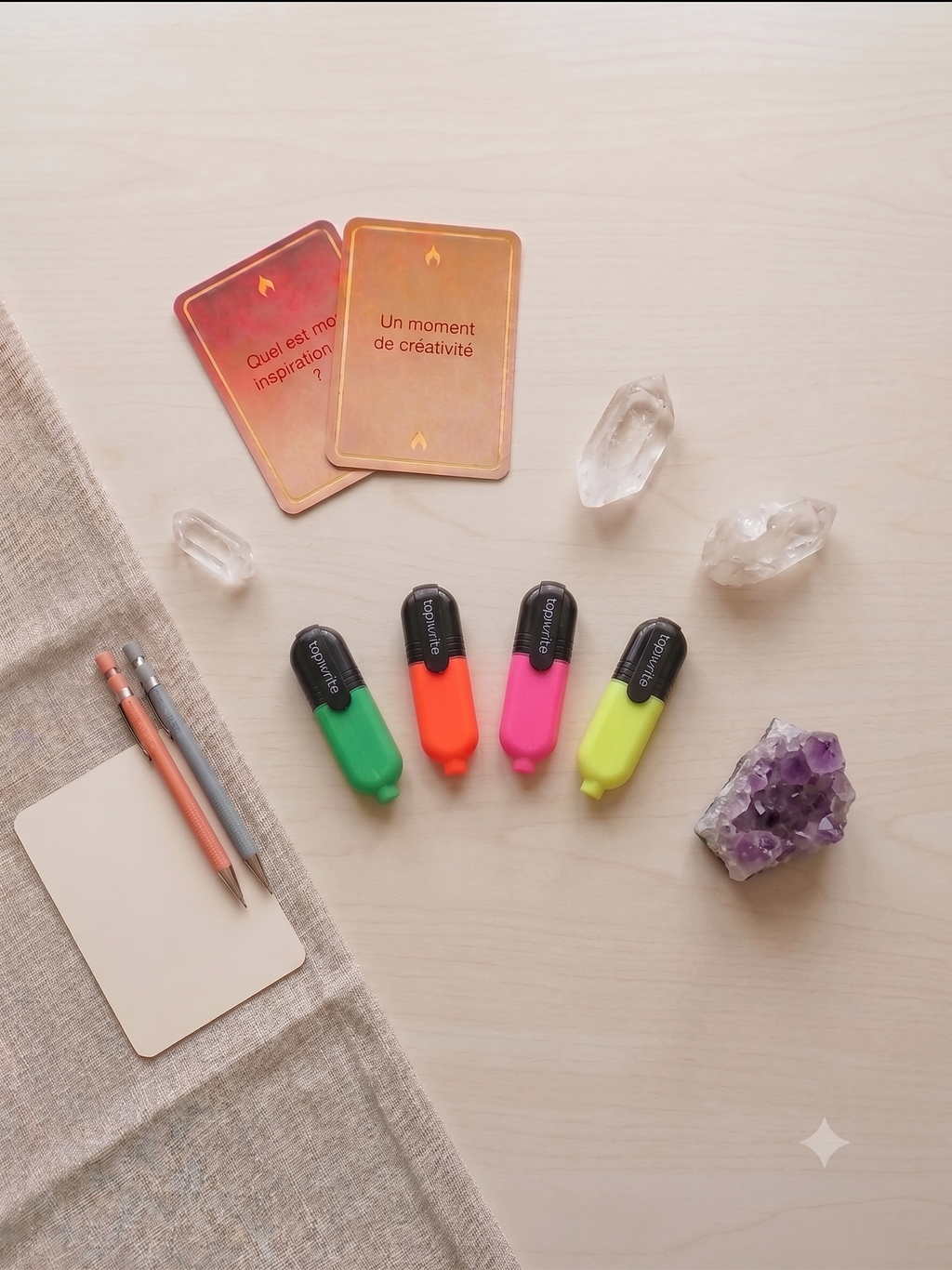 Lot de 4 Mini Surligneurs Top Write – Jaune, Vert, Rose, Orange